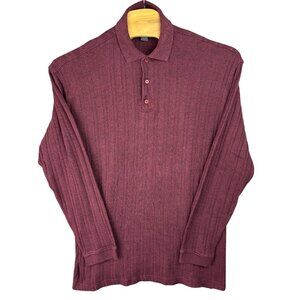 Alexander Lloyd Menswear Polo Shirt Men 2X/Big Burgundy Ribbed Knit Cotton
